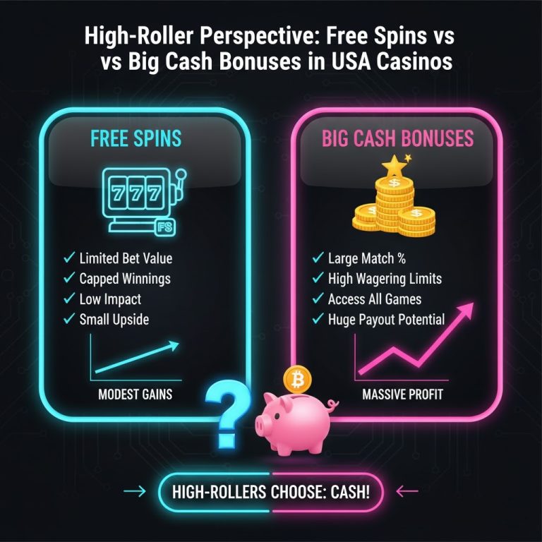 High-Roller Perspective: Free Spins vs Big Cash Bonuses in USA Casinos Зобр 1 - запис