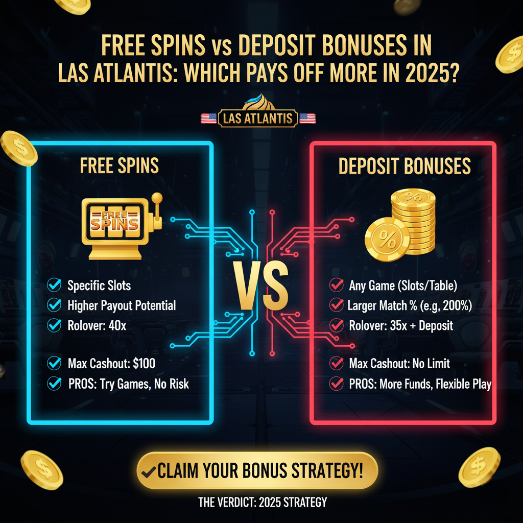 Free Spins vs Deposit Bonuses in Las Atlantis: Which Pays Off More in 2025? Зобр 1