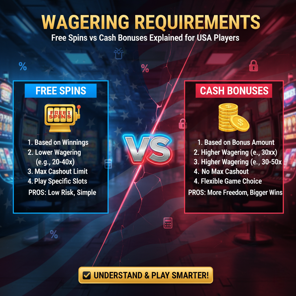 Wagering Requirements: Free Spins vs Cash Bonuses Explained for USA Players Зобр 1 