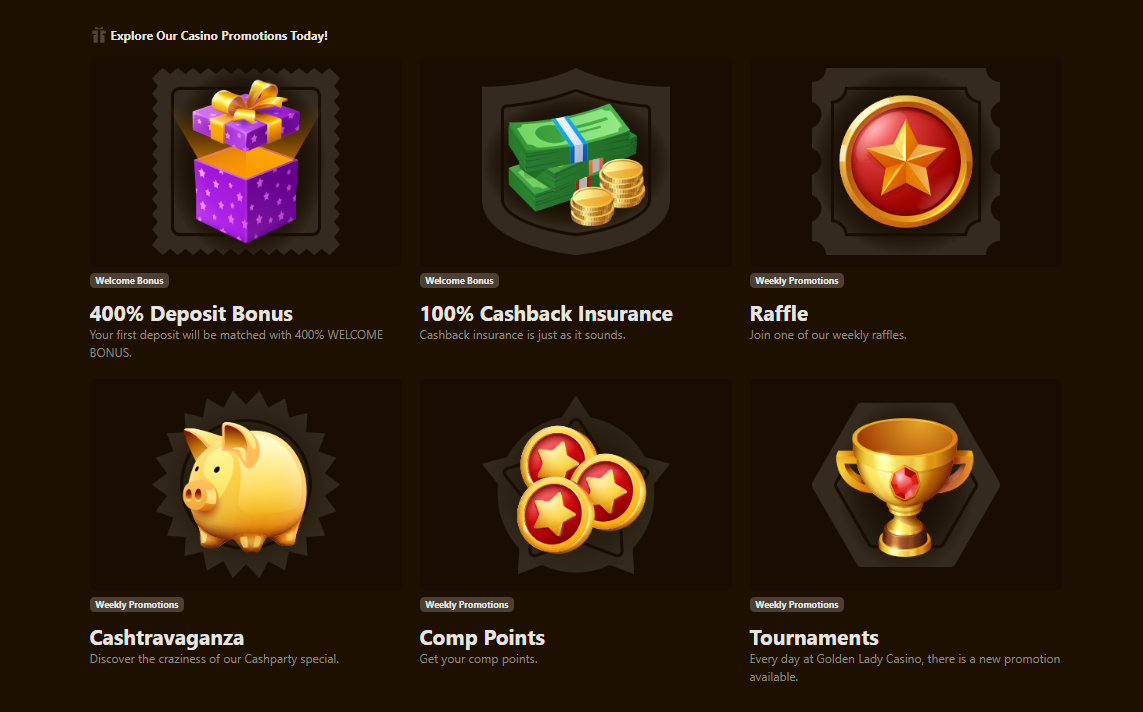 Golden Lady Bonuses & Promotions